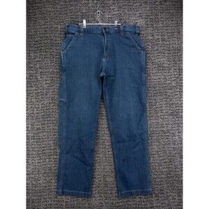 Carhartt Jeans Mens 38x32 Actual 37x32 Blue Relaxed Fit Flex Utility Carpenter
